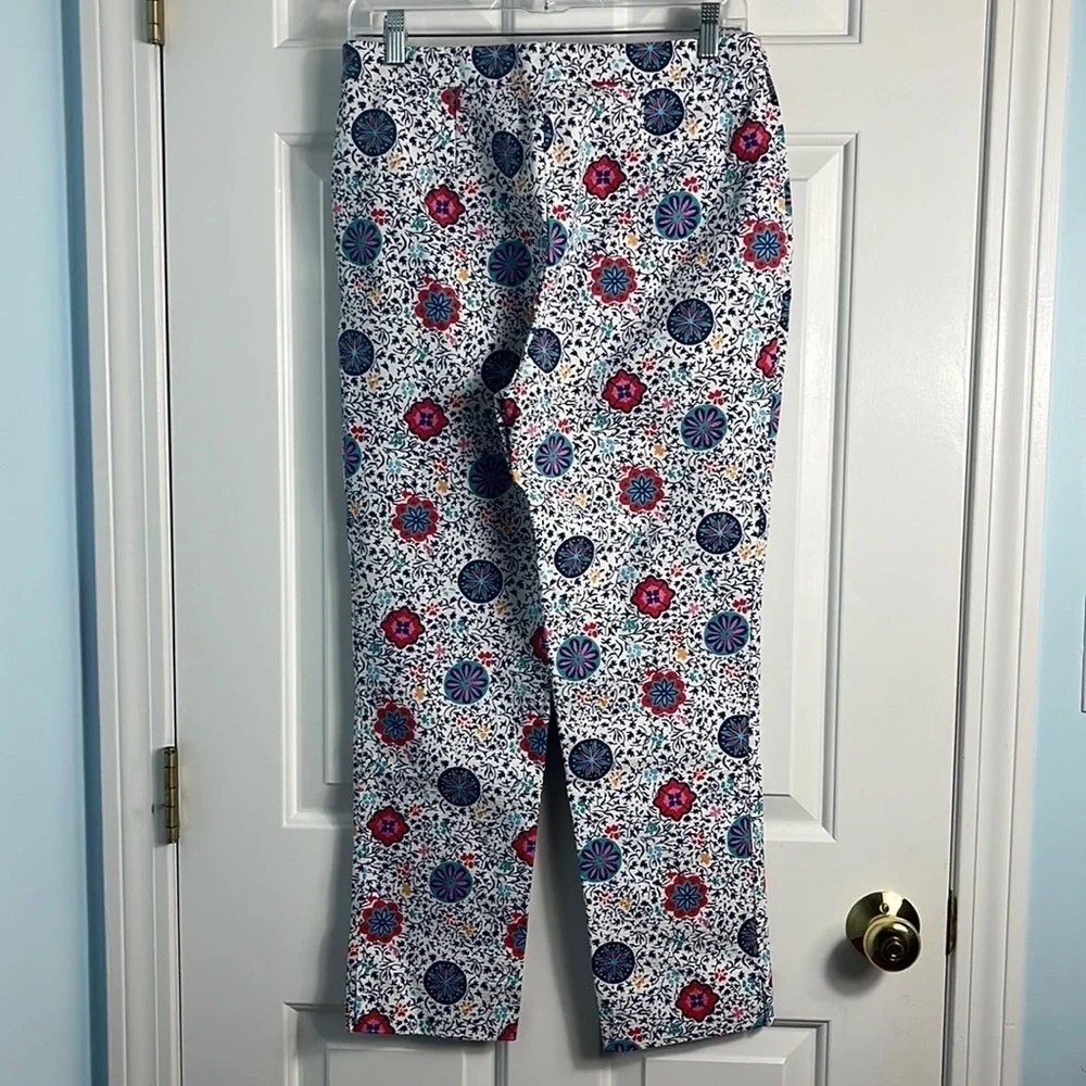 Boden Al Fresco Colorful Floral Print Slim Fit‎ 7/8 Cropped Side Zip Pants Boho - Picture 9 of 14